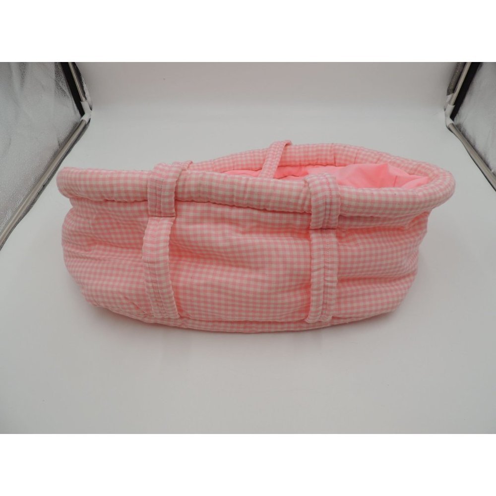 Doll carrier Pink gingham checked 14 x 8 large for many dolls or one larger doll